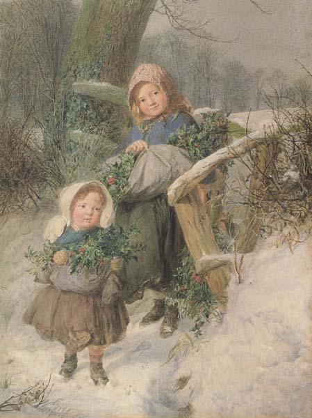 Frederic james Shields,ARWS The Holly Gatherers (mk46) Germany oil painting art